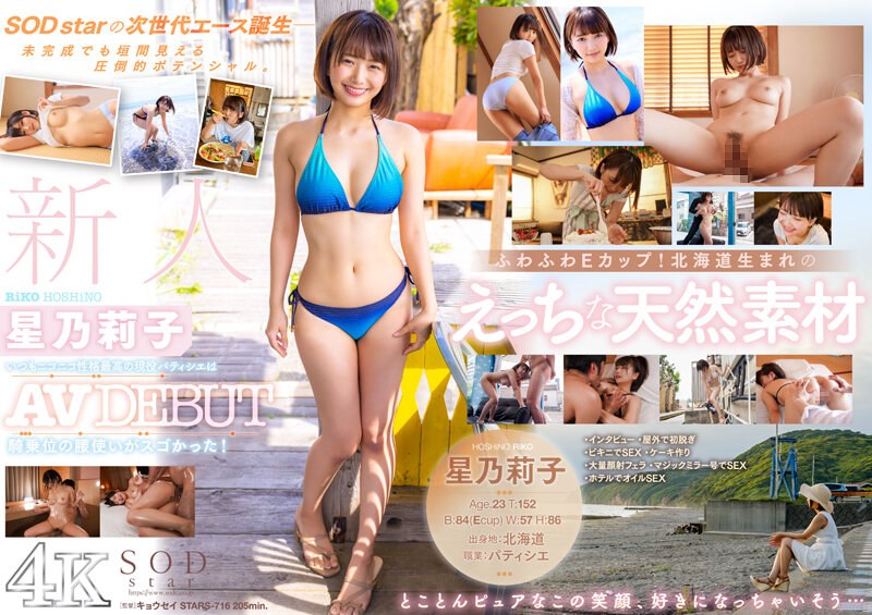【1stars00716】新人 星乃莉子 AV DEBUT いつもニコニコ性格最高の現役パティシエは騎乗位の腰使いがスゴかった！【圧倒的4K映像でヌク！】 星乃莉子/レビュー評価4.54